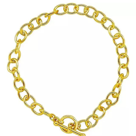 18k Yellow Gold Plated Toggle 7” Long 6mm Width Bracelet Top Quality Gift Item - Picture 5 of 7